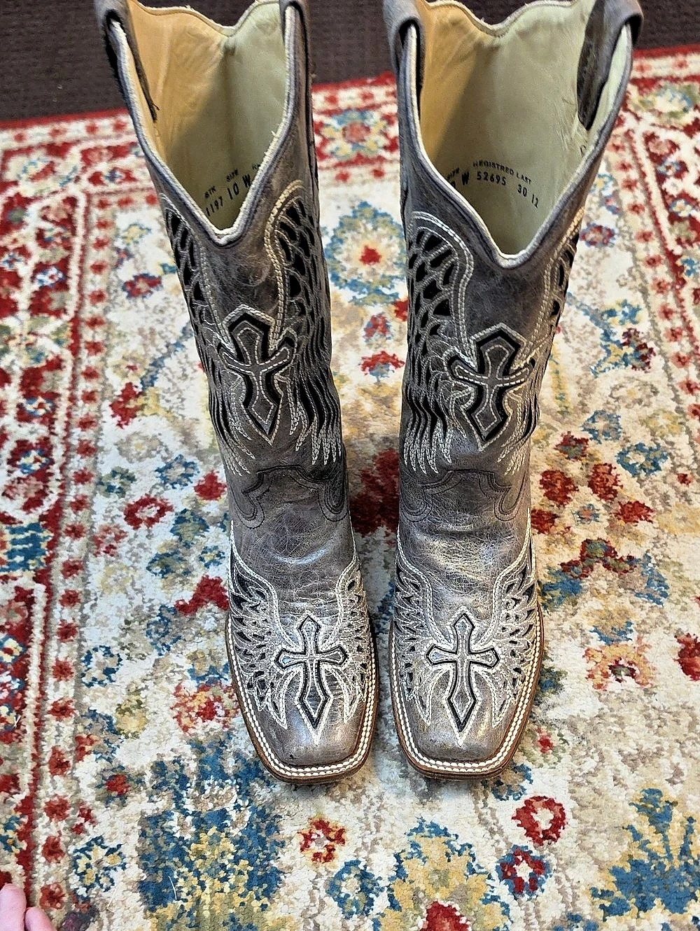 Corral Cross & Wings Overlay Square Toe Western Boots